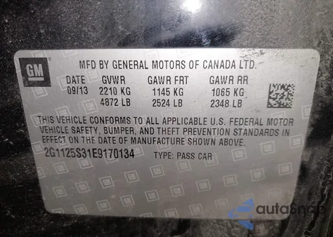 2014 Chevrolet Impala 2Lt from USA, damaged, VIN 2G1125S31E9170134